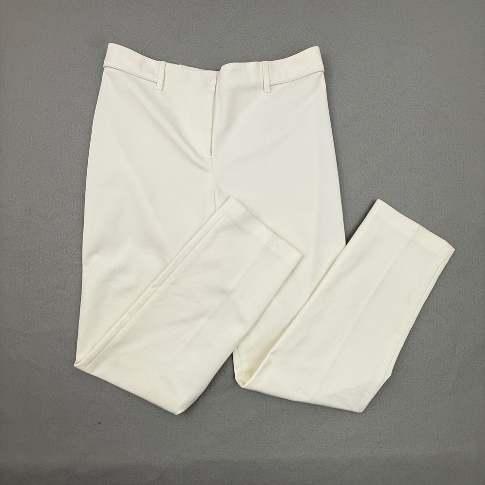 J.McLaughlin Trousers Women 10 White Casual Cotton Blend Straight Leg